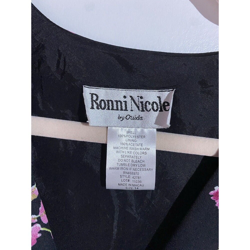 Vintage Ronni Nicole Dress 14 Black Floral Maxi Dainty Romantic Classy Modest - Picture 3 of 9